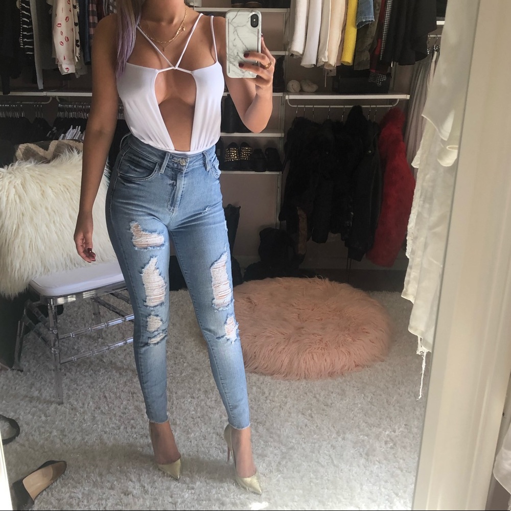 4/$10 ❣️ NWT Sexy White Strappy Bodysuit